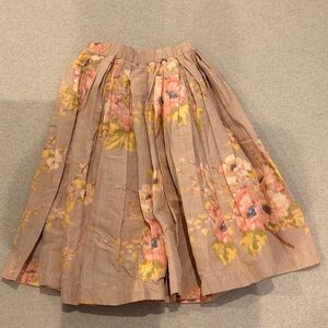 Casey Casey Floral Pleated Midi Skirt in Taupe Pink (tags removed)